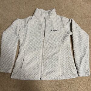 Columbia White Teddy Jacket Plush Fleece Stand-Up Collar